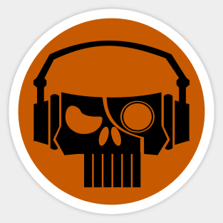 Orange Cyborg Music Skull With Headphones Sticker